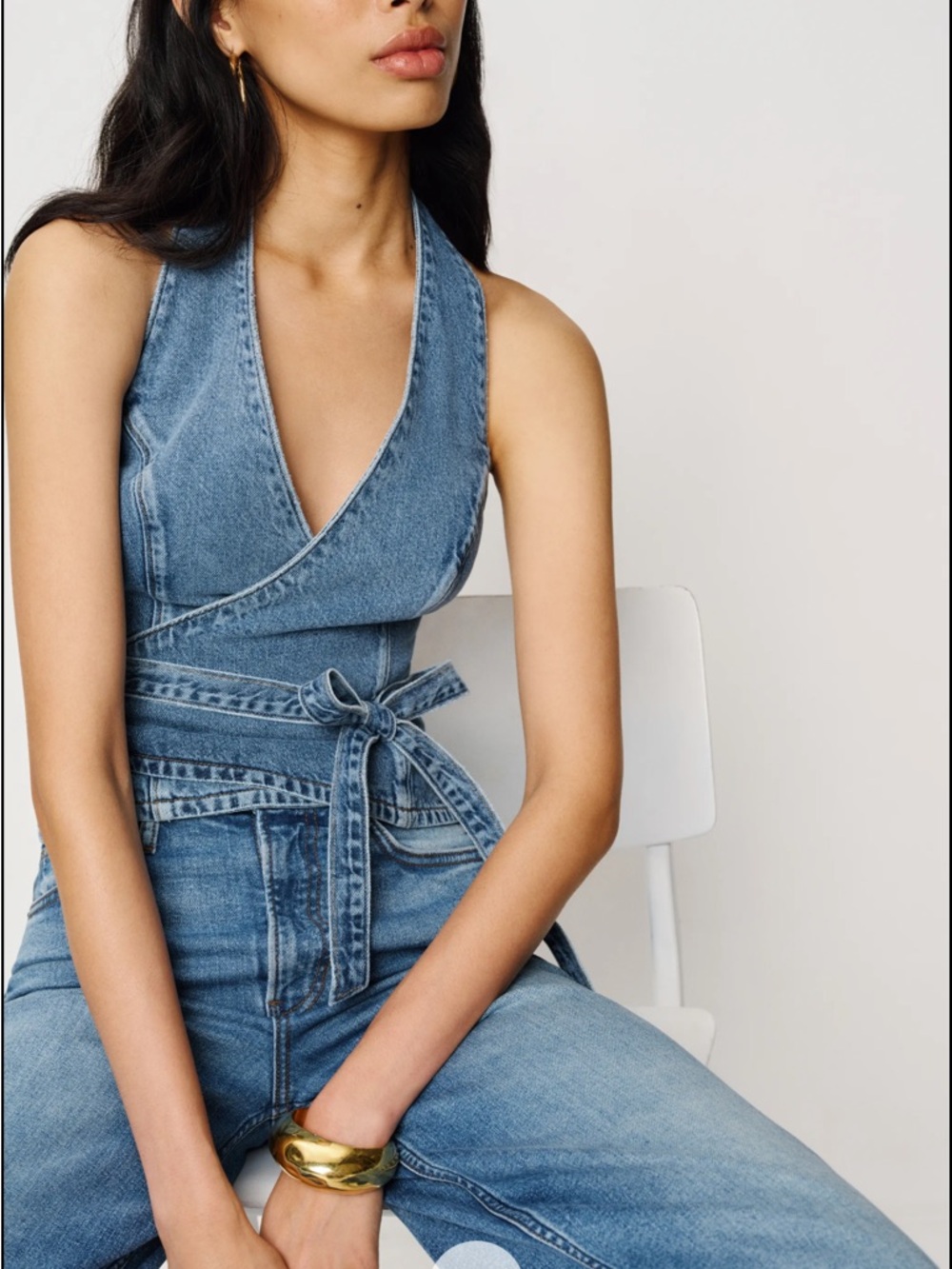 Reformation Gaia Denim Halter Top